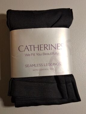 Catherines Black Seamless Control-Top Leggings - Smooth Stretch